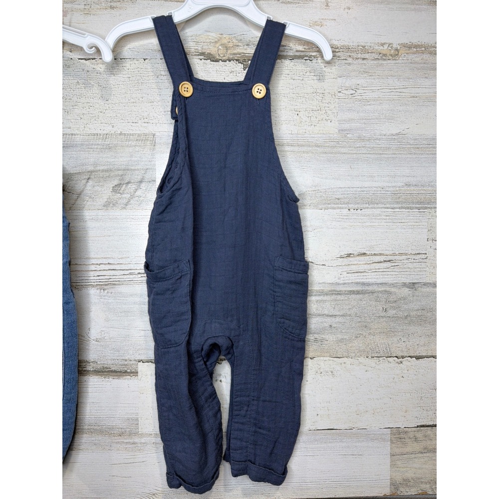 OshKosh Scene and Heard Overalls Romper Bundle Boys 12M Blue Denim Gauzy EUC - Picture 3 of 4
